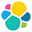 Elastic Search logo. Looks like colorful bubbles fused together.