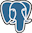 PostgreSql logo. A blue elephant head with blue tusks. It's a minimalist logo.